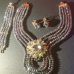 Handmade Hand strung 3 Piece Statement Set GREY